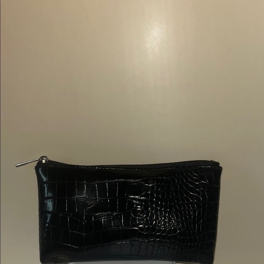 Black Croc-Embossed Clutch